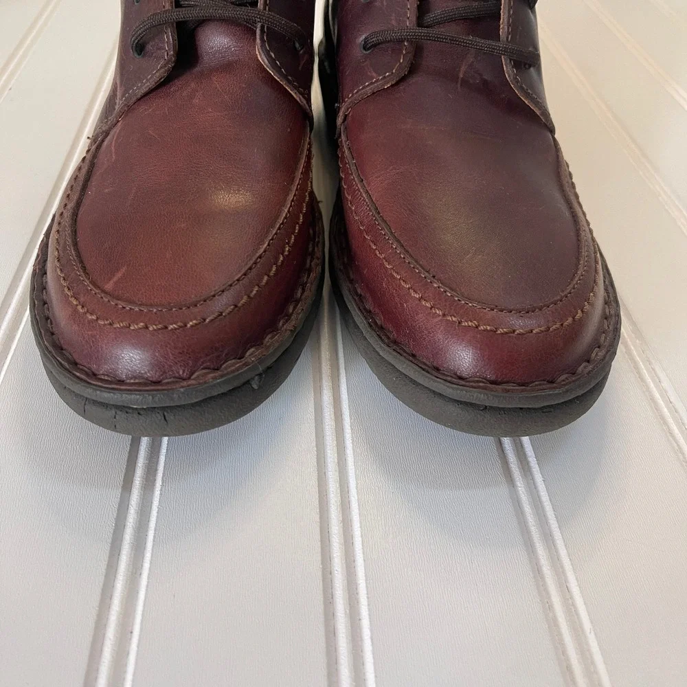 Vintage GH Bass Brussels Leather Chukka Boots Burgundy Oxblood Moc Toe Mens 6.5